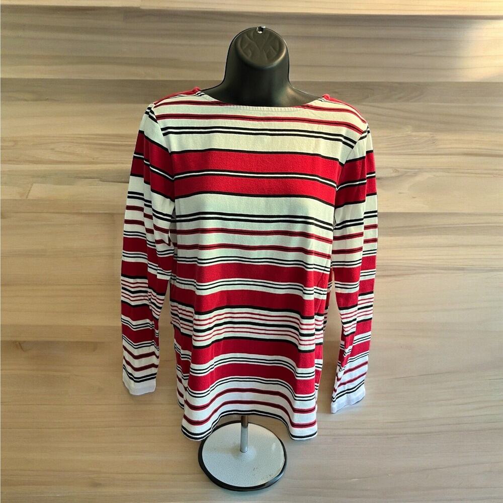 Christopher & Banks Red White Black Boatmeck Shirt Sz Med